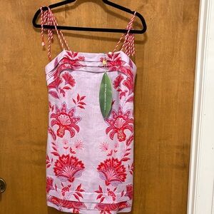 534. Farm Rio Lavender and Red Floral Print Slip Dress